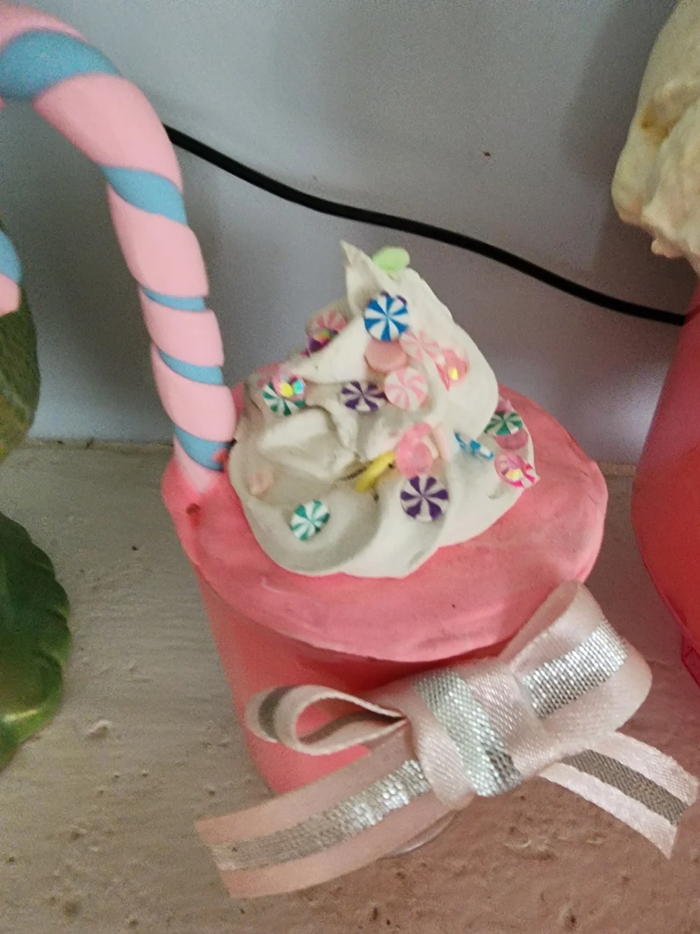 Pink Ice Cream Sundae Cake Topper with Cherry Accent